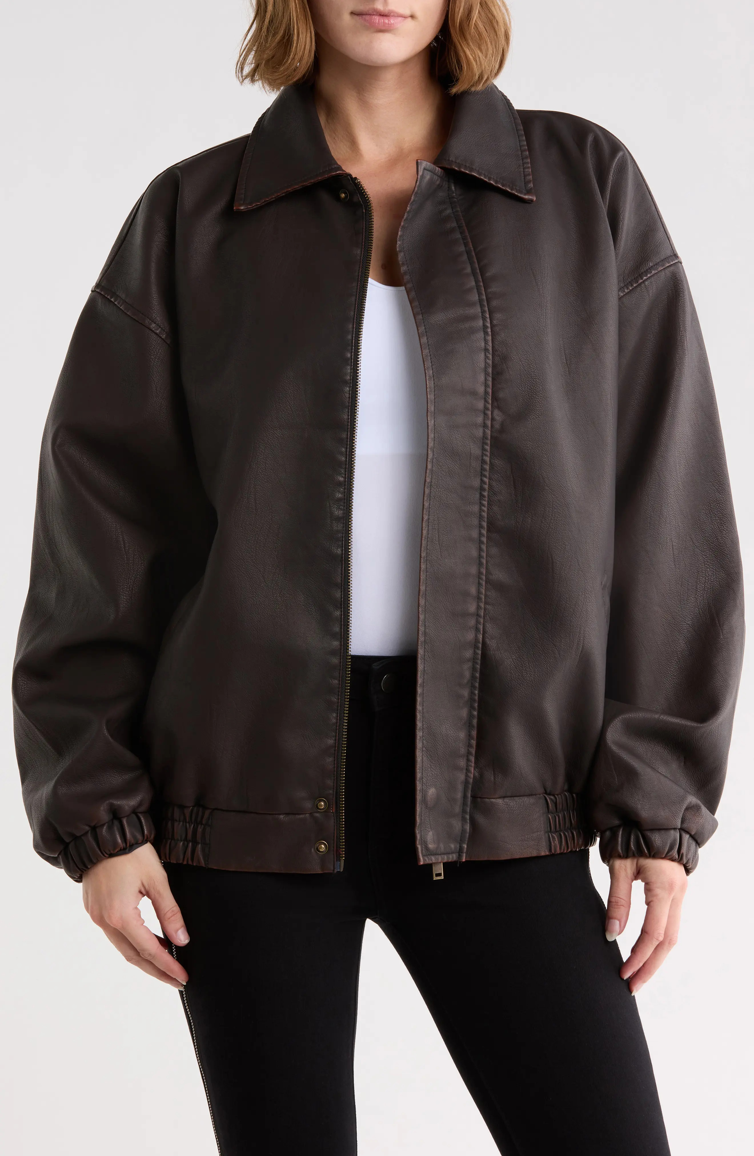 Melrose and Market Oversize Faux Leather Jacket (Women) | Nordstromrack | Nordstrom Rack