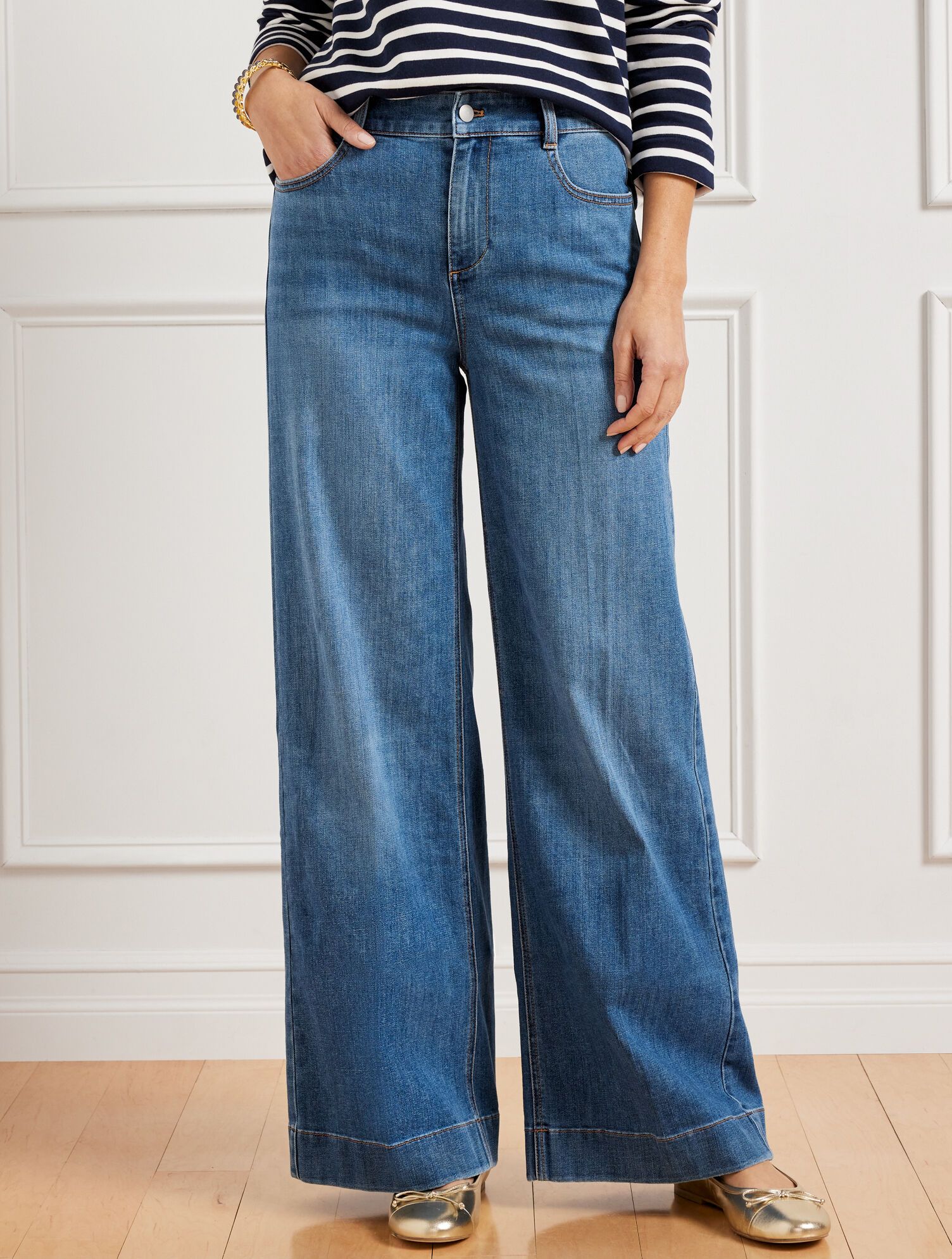 Ultra Wide Leg Denim Trousers - Adriana Wash | Talbots