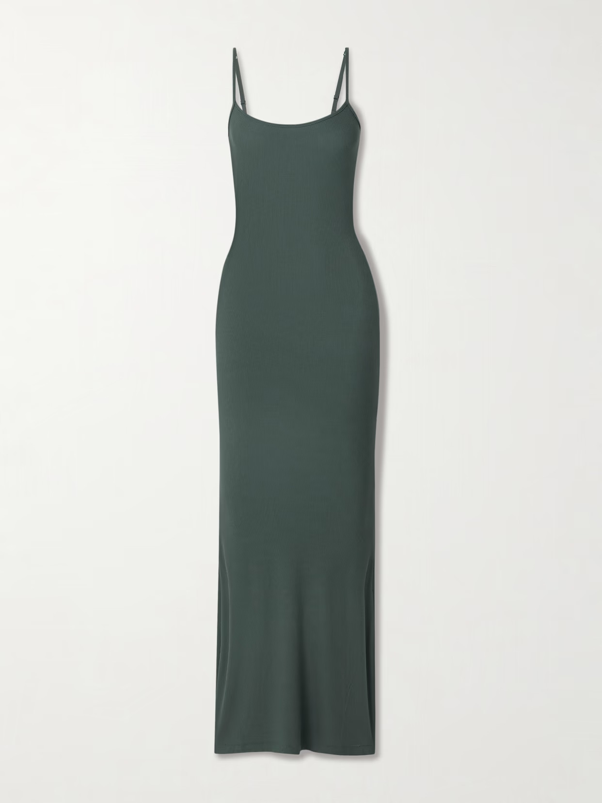 SKIMS - Soft Lounge Ribbed Long Stretch-modal Slip Dress - Deep Sea | NET-A-PORTER (US)