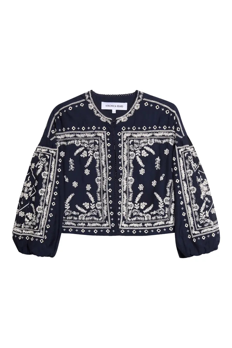 Drake Embroidered Bandana Print Cotton Blend Jacket (Women) | Nordstrom | Nordstrom