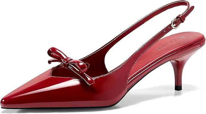 Coutgo Womens Bow Slingback Heels Low Kitten Heel Pumps Closed Pointed Toe Party Wedding Dress Sh... | Amazon (US)