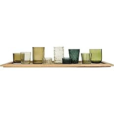 Creative Co-Op Natural Wood Tray with 9 Unique Glass Votive Candle Holders, Greens | Amazon (US)
