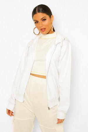 Solid Colour Zip Through Hoodie | Boohoo.com (US & CA)