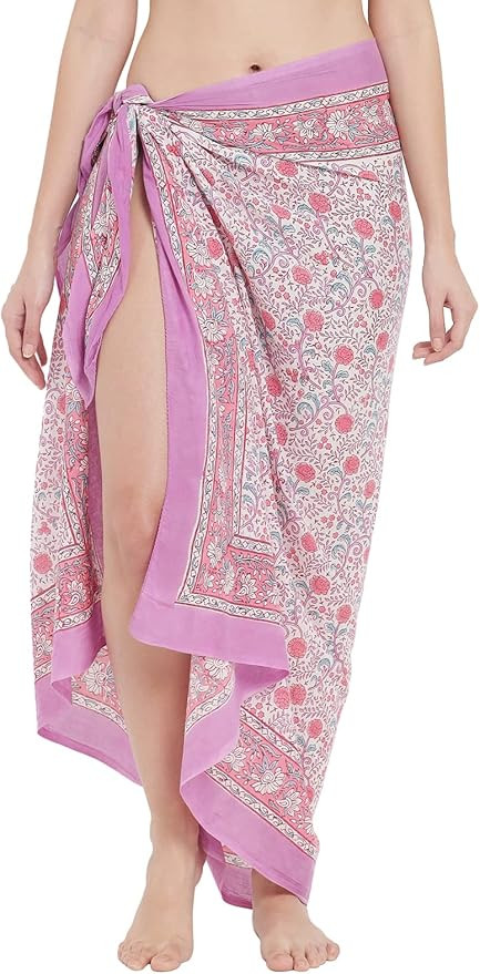 parihan Swimsuit Beach Sarong Cover Ups for Swimwear Women-Hand Print Wrap Skirt | Amazon (US)