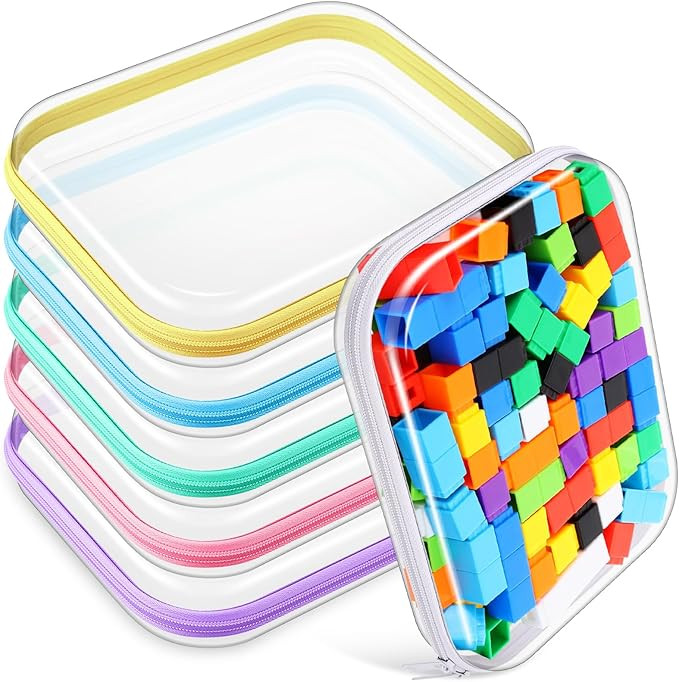 Sanwuta 6 Pcs Clear Hard Zipper Case Pencil Pouches Hard Plastic Zipper Pouches Makeup Bag Transp... | Amazon (US)