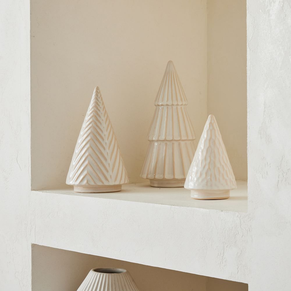 Carved Ceramic Christmas Trees | West Elm (US)