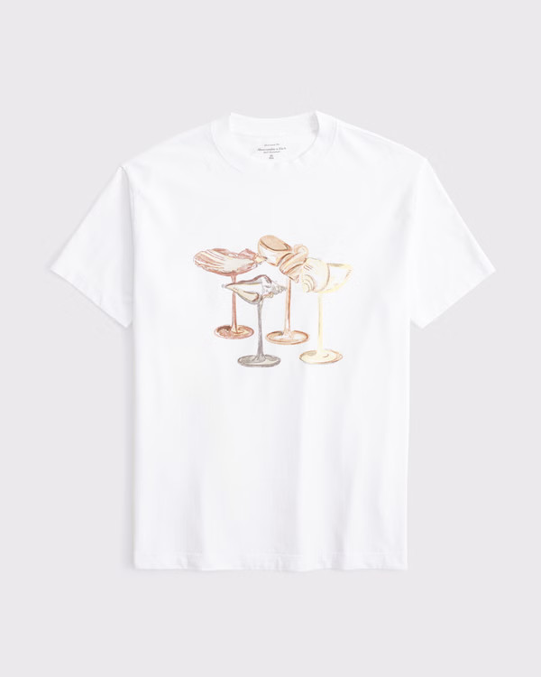 Oversized Coastal Drinks Graphic Tee | Abercrombie & Fitch (US)