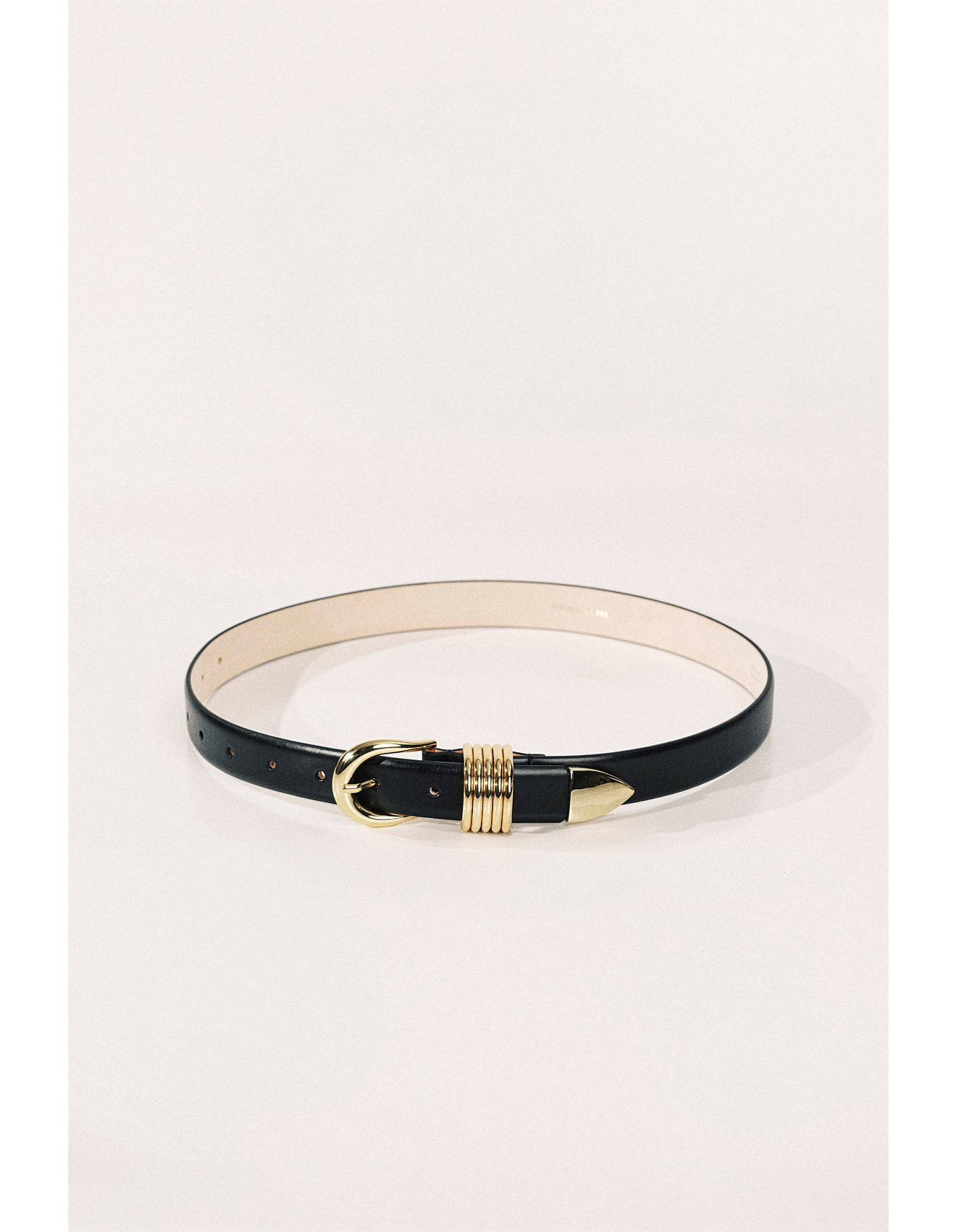 HOLLYHOCK GOLD BLACK LEATHER BELT | David Jones (Australia & New Zealand)