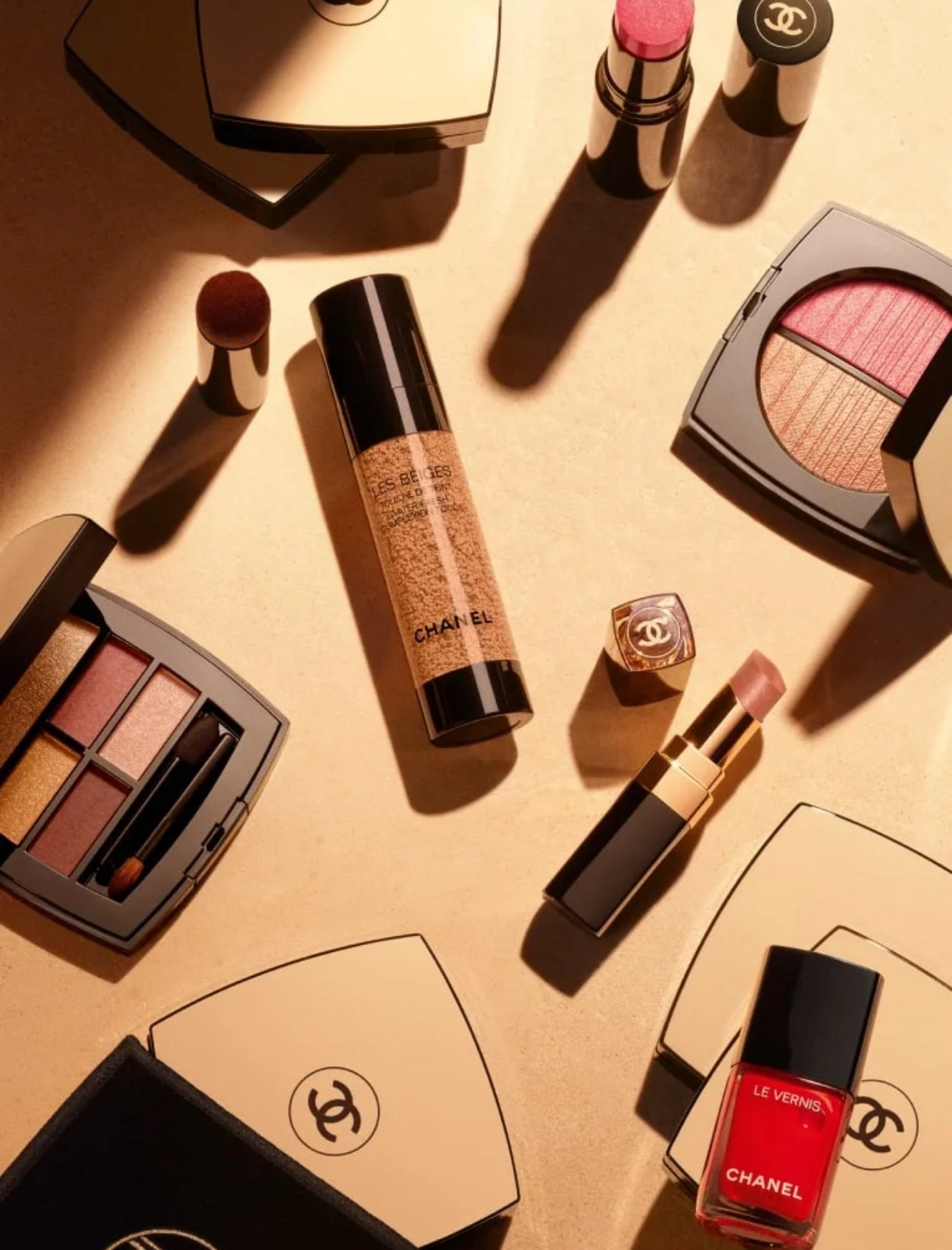 Golden hour glow ✨ Featuring some of my forever-favorites from CHANEL beauty — from the radiant Les Beiges Water-Fresh Tint to their iconic red Le Vernis polish and dreamy eyeshadow quads. Every product is a classic worth the splurge. 🖤

💄 Tap to shop the full CHANEL look
#LTKbeauty #ChanelBeauty #LTKMakeup #LuxuryBeauty #FlatlayGoals #LTKunder100 #CHANEL

#LTKStyleTip #LTKSummerEdit #LTKGiftGuide