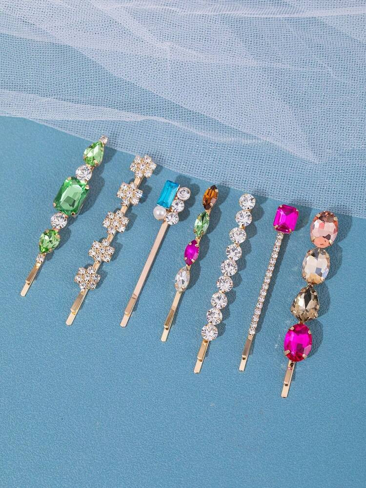 7pcs Elegant Rhinestone Decor Bobby Pin Royal ﻿ | SHEIN