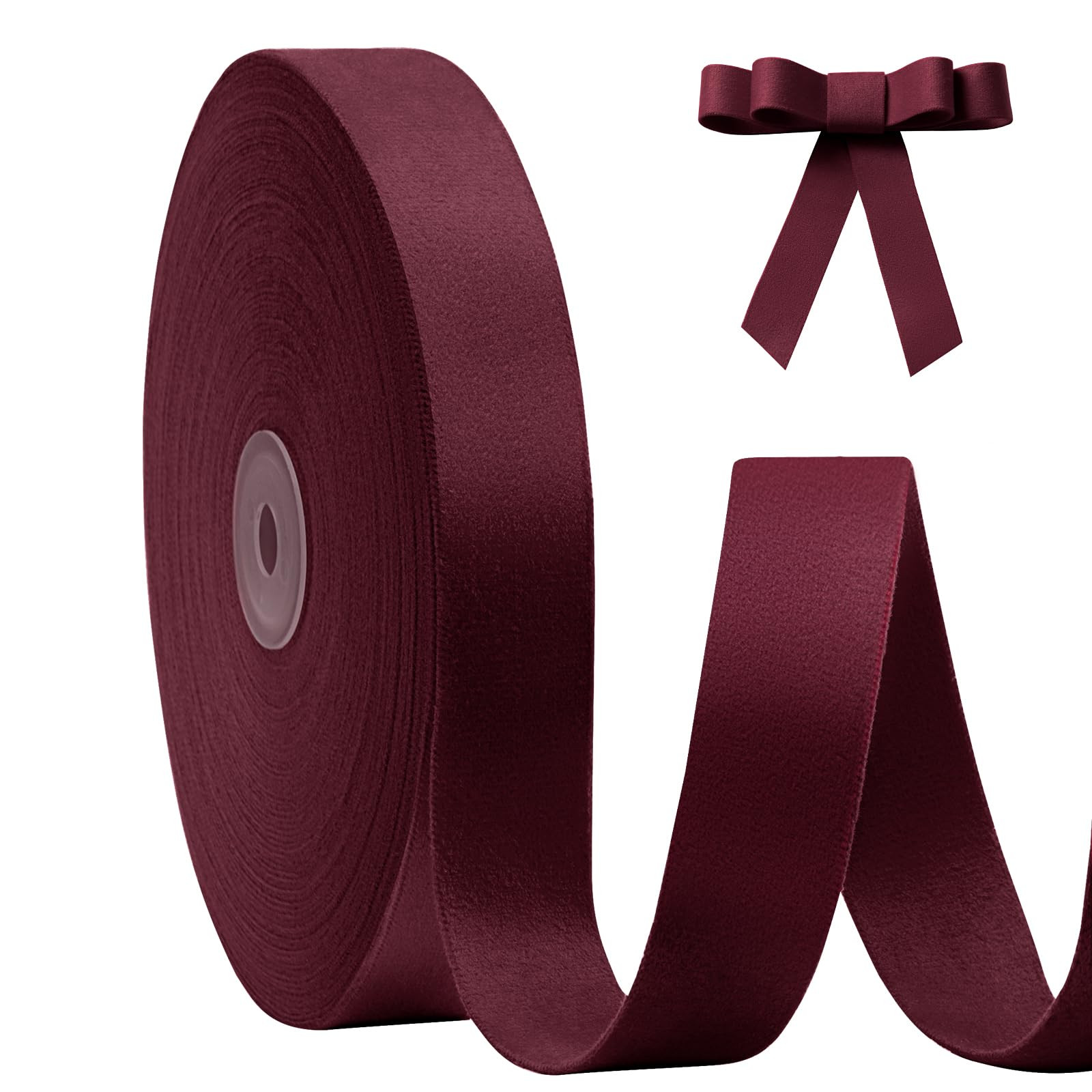 Burgundy Velvet Ribbon Double Faced 1 Inch x 20 Yard Burgundy Ribbon for Christmas Tree Decor Wre... | Amazon (US)