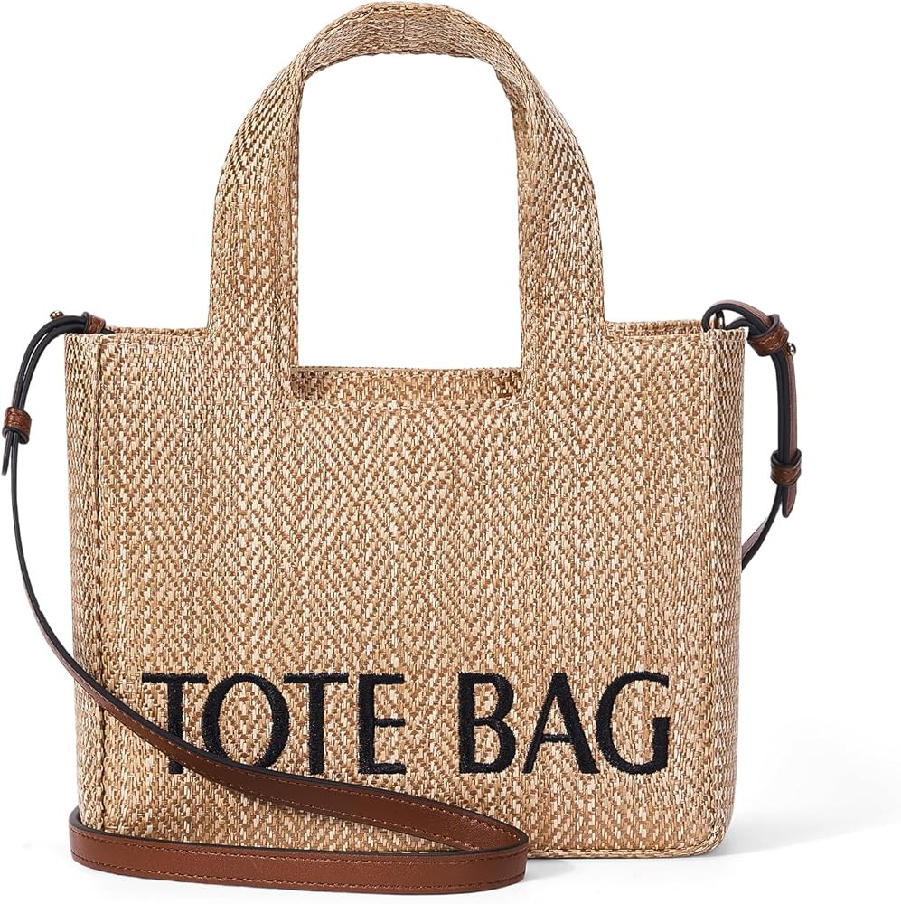 Small Beach Tote Bag Straw Beach Bag for Women Straw Vacation Handbag Summer Woven Crossbody Shou... | Amazon (US)