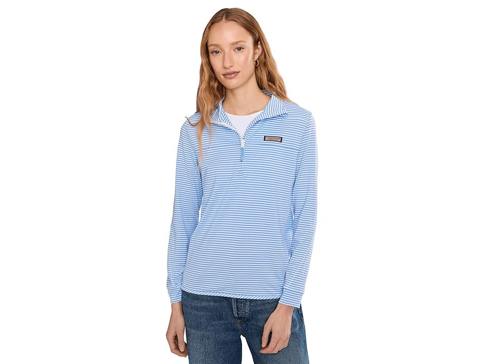 Vineyard Vines Sankaty Shep Shirt Women's Sweater F Stripe Serenity : MD, Polyester/Spandex | Zappos