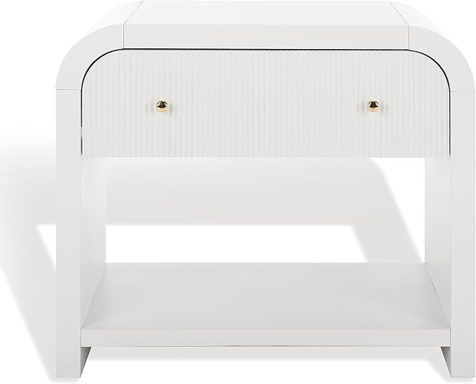 SAFAVIEH Couture Collection Liabella White/Gold 1-Drawer Curved Nightstand (Fully Assembled) | Amazon (US)