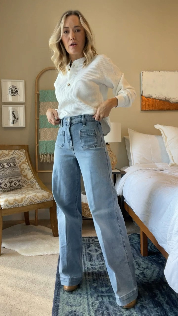 Old navy wide leg jeans and Henley top

#LTKstyletip #LTKfindsunder50 #LTKSeasonal