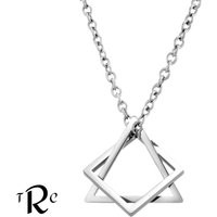 Geometric Pendant, Silver Necklace, Mens Triangle Necklace, Double Geometric Pendent | Etsy (UK)