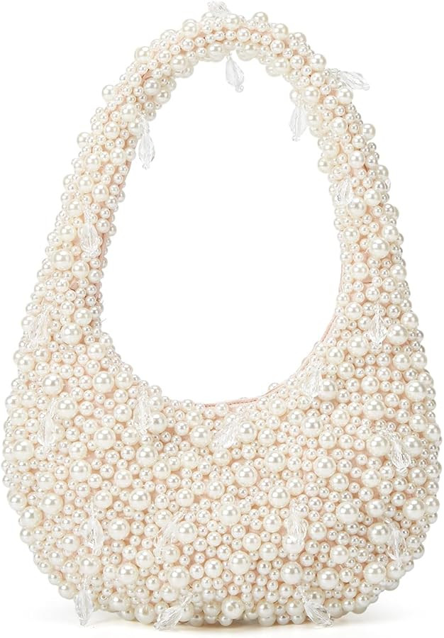 Trendy Pearl Shoulder Purse for Women Small Y2k Tote Bags for Party Rhinestone-Encrusted Designer... | Amazon (US)
