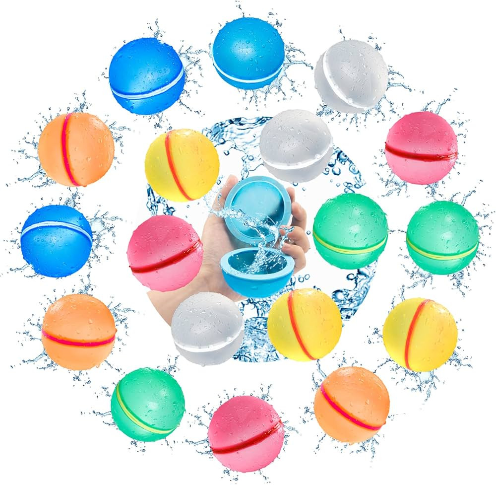 Water Balloons Fast Fill Reusable and Self-sealing 18PCS, Silicone Water Balls Refillable Splash ... | Amazon (US)