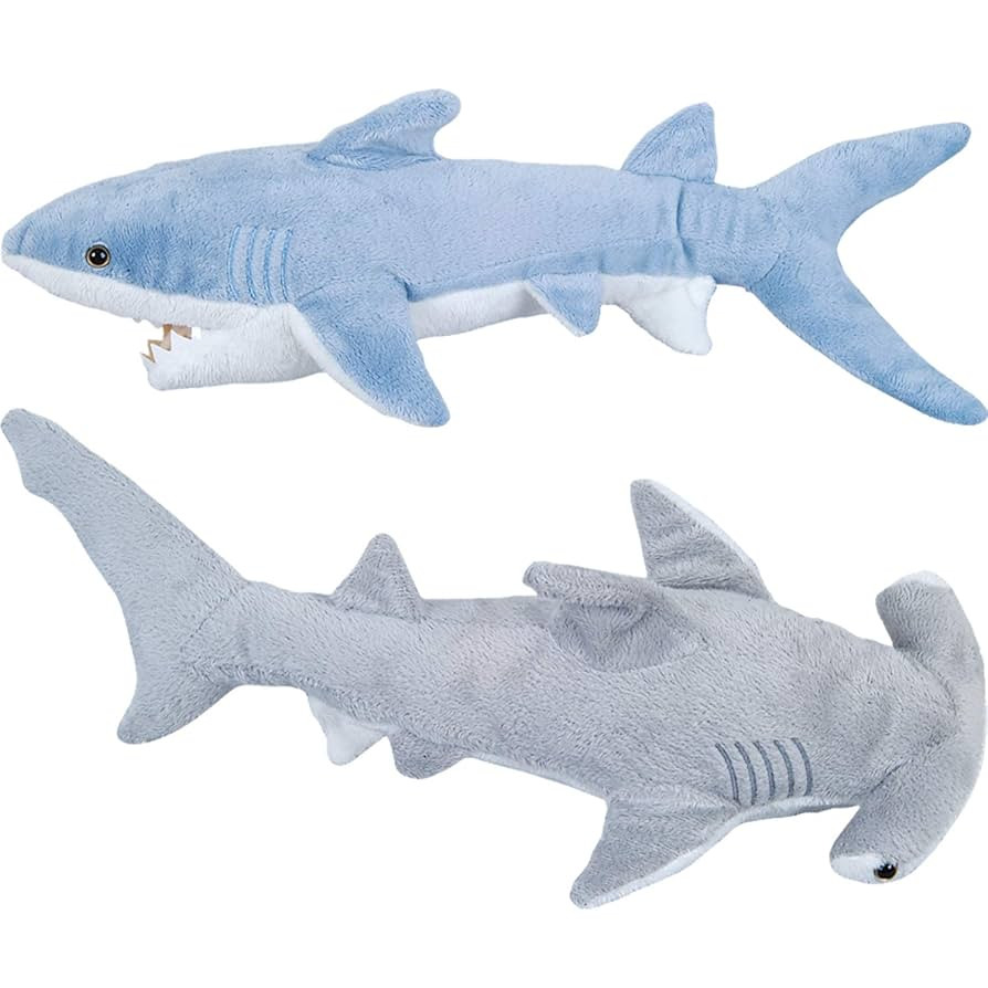 Bedwina Stuffed Animal Sharks - Pack of 2 Large, 14 inch Mako & 13 inch Hammerhead Plush Shark To... | Amazon (US)