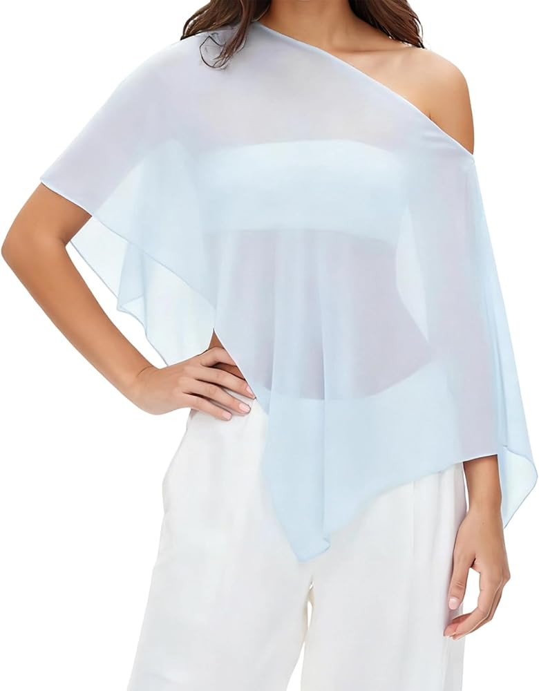 Women's Sexy Sheer Poncho Top Lightweight See Through Shawl Shrug Cape Top Summer Mesh Off Should... | Amazon (UK)