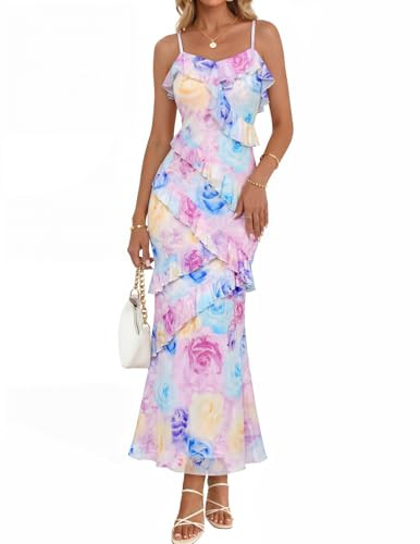 MEROKEETY Spring Wedding Guest Dress for Women 2026 Summer Floral Cocktail Party Beach Vacation R... | Amazon (US)