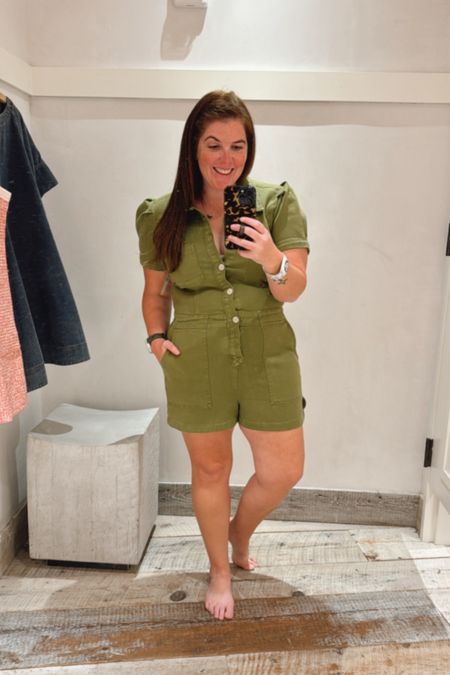I’m not going to lie…I had high hopes for this romper, but the fit is off! The romper is super cute on the hanger, but I tried on my normal size, and the size up, and both were like putting on a wetsuit! The romper does come in one other color, but I cannot confirm if that one fits the same way! 

#LTKmidsize #LTKstyletip #LTKSeasonal