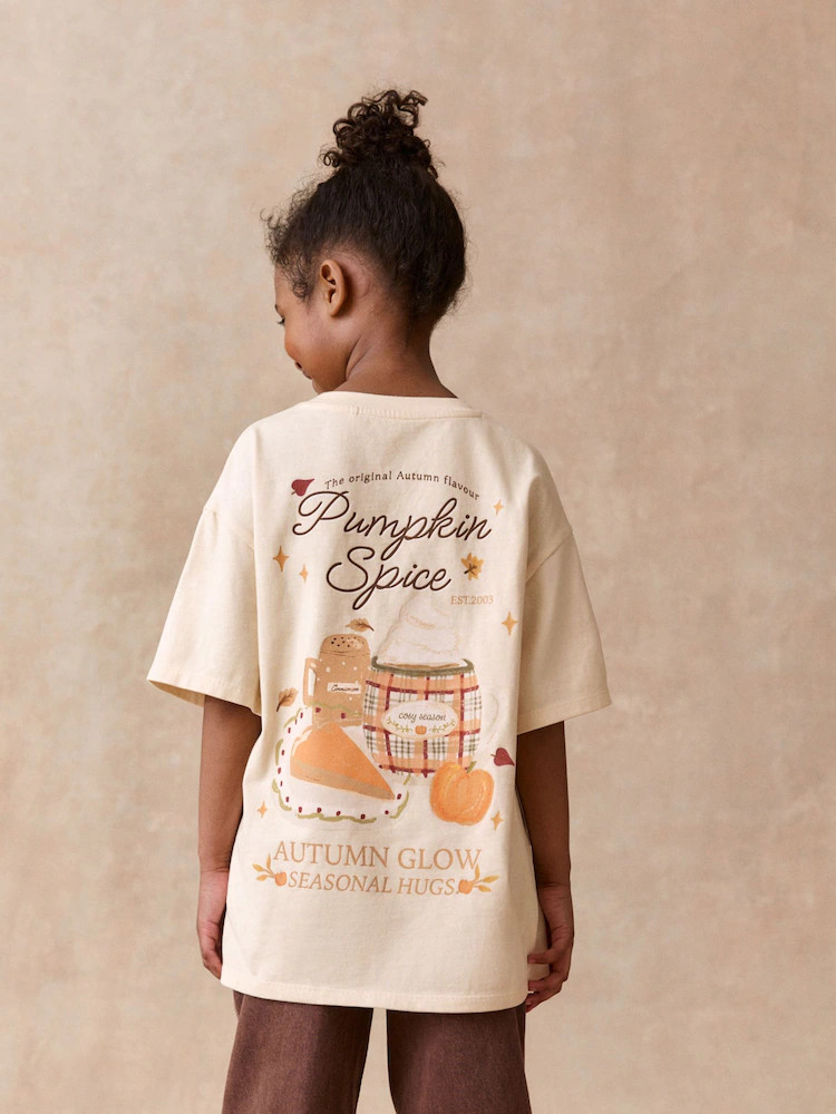 Ecru Pumpkin Oversized Graphic T-Shirt (3-16yrs) | Next US
