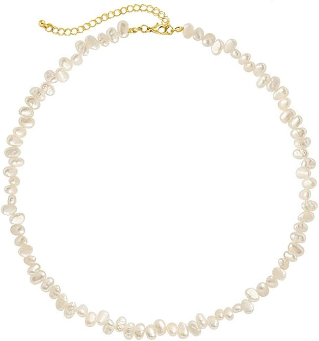 Pearl Necklaces for Women Chunky Pearl Choker Necklaces Baroque Pearl Necklace Dainty White Pearl... | Amazon (US)