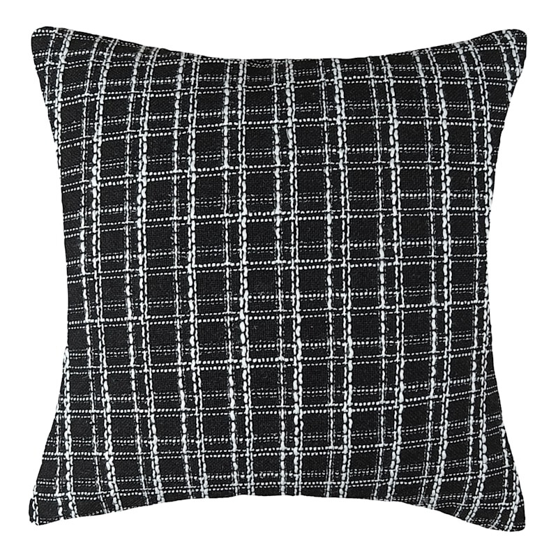 Black Woven Plaid Throw Pillow, 18" | At Home