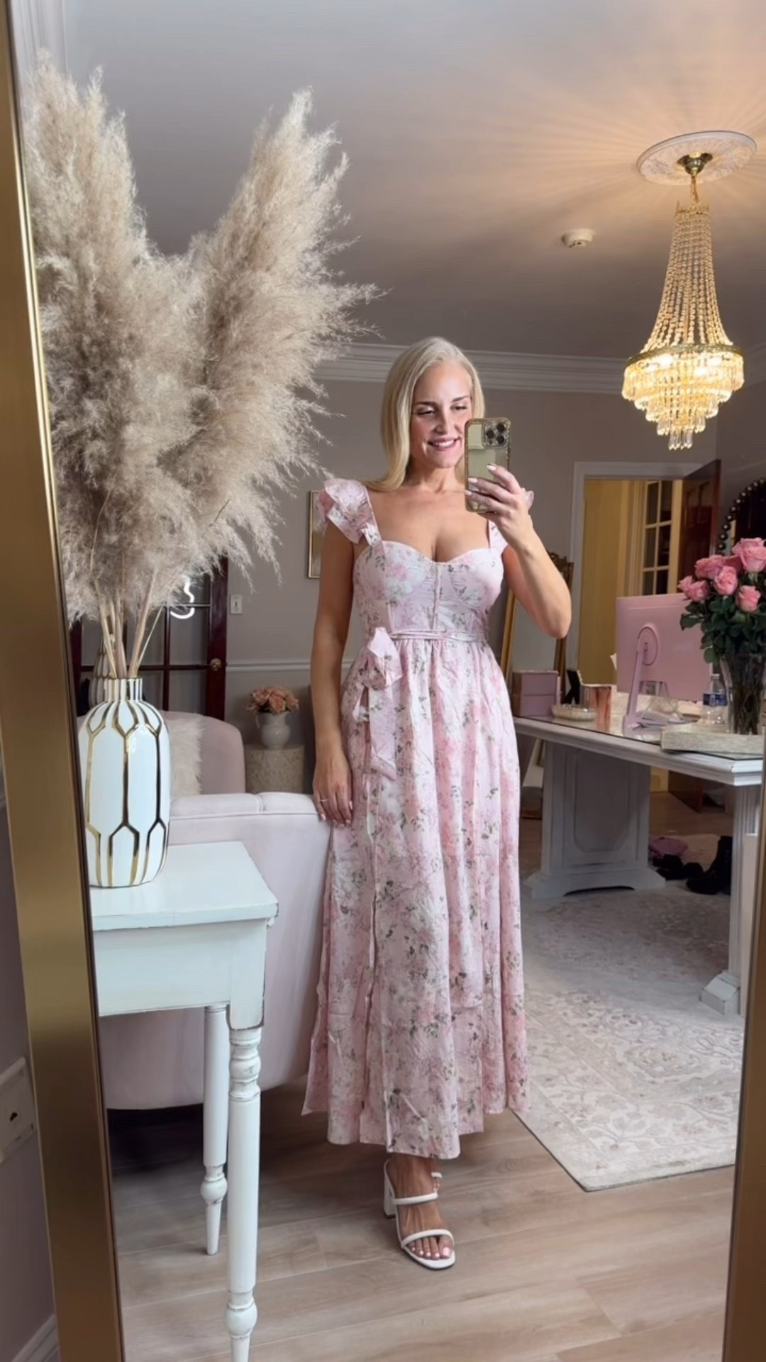 This light pink floral maxi dress is beautiful and romantic. A little small from my 34DD bust. But absolutely lovely otherwise. Wearing a size small. 

#LTKdayinmylife #LTKgrwm #LTKootd