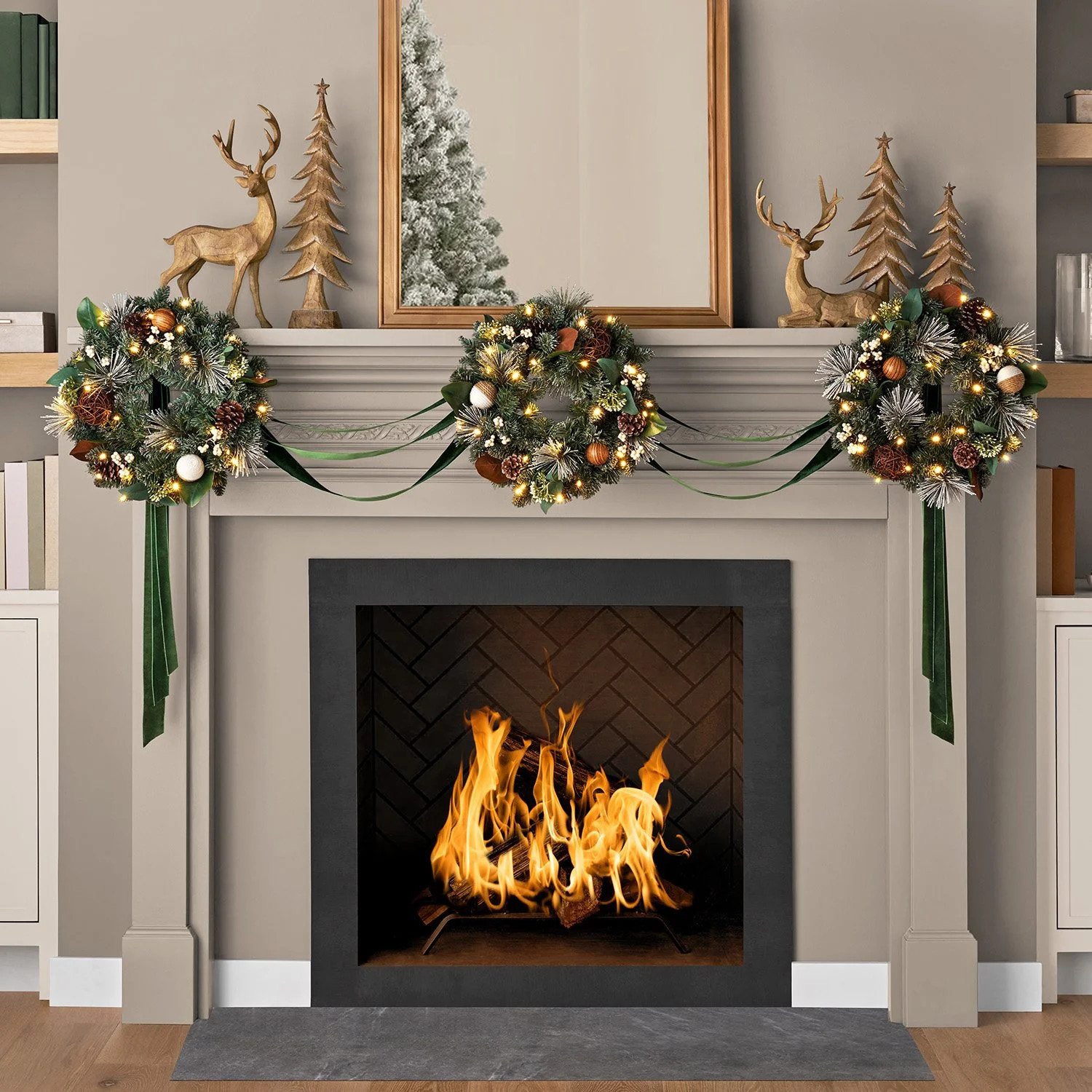 Member's Mark Pre-Lit Three Wreath Door Hanger with Sash | Sam's Club