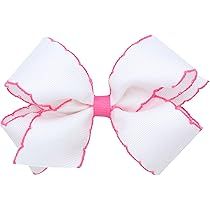 Amazon.com: Wee Ones Girls' Classic Grosgrain Moonstitch Hair Bow on a WeeStay No-Slip Hair Clip, Me | Amazon (US)