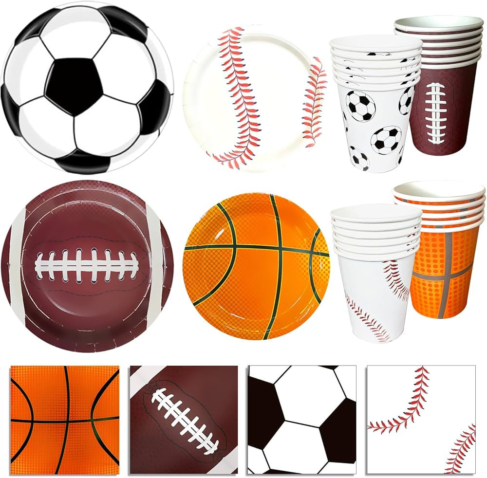 Sports Birthday Party Decorations, Sports Theme Party Supplies, Include Plates, Cups, Napkins, So... | Amazon (US)