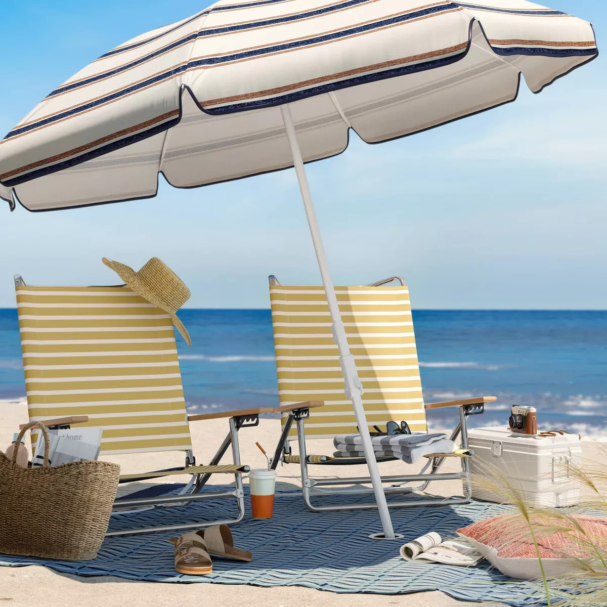 5 Position Beach Chair with Aluminum Frame & Wood Arms - Threshold™ | Target