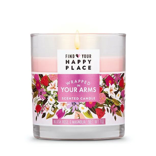 Find Your Happy Place Scented Candle Wrapped In Your Arms Blush Rose and Magnolia 7 oz - Walmart.... | Walmart (US)