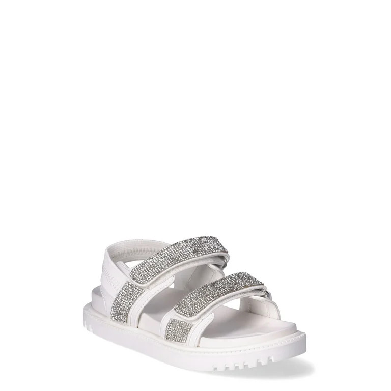 Madden NYC Little Girl & Big Girl Three-Strap Adjustable Rhinestone Sandal, Sizes 13-5 | Walmart (US)