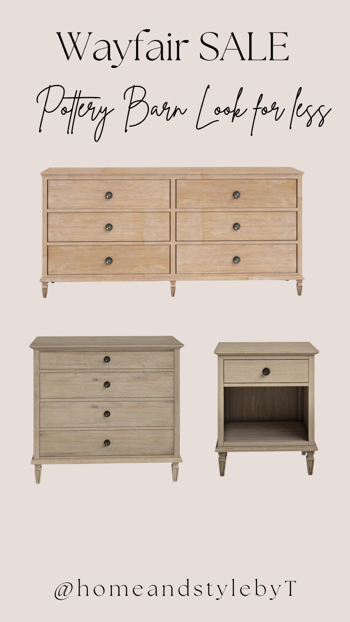 Sale alert! Pottery Barn look for less! 
Such a pretty neutral dresser 