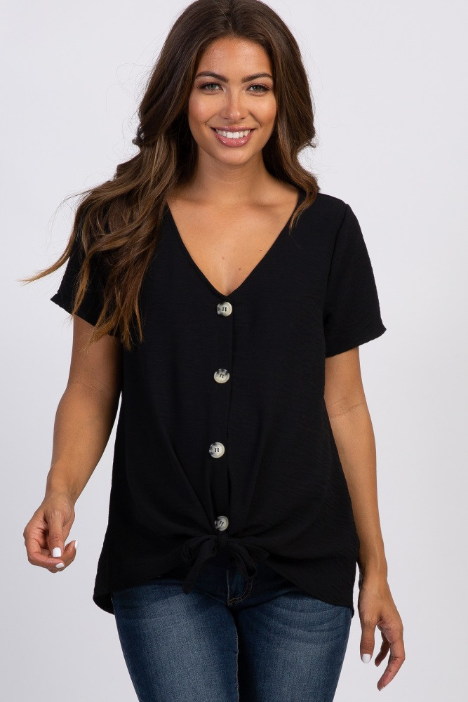Ivory Button Tie Front Maternity Top | PinkBlush Maternity