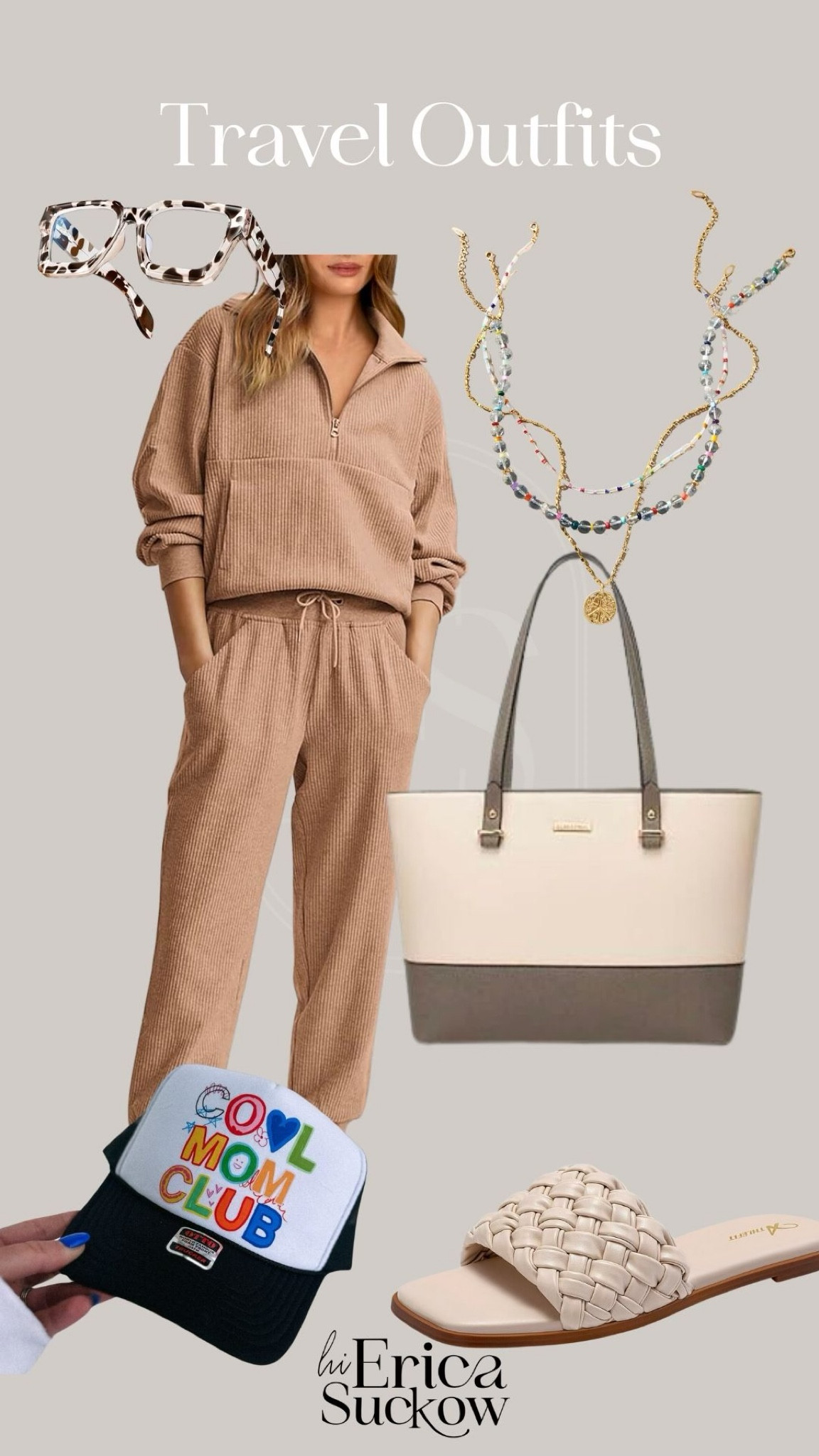Travel outfit or airport outfit midsize and mom approved!

I love this sweat set from Amazon, this travel bag from Amazon, this cute hat and colorful charm necklace/layered necklace 
Travel outfit, airport outfit, work from home outfit, casual mom outfit, teacher outfit, stay at home mom, midsize, plus size, vacation outfit 



#LTKmidsize #LTKtravel #LTKstyletip