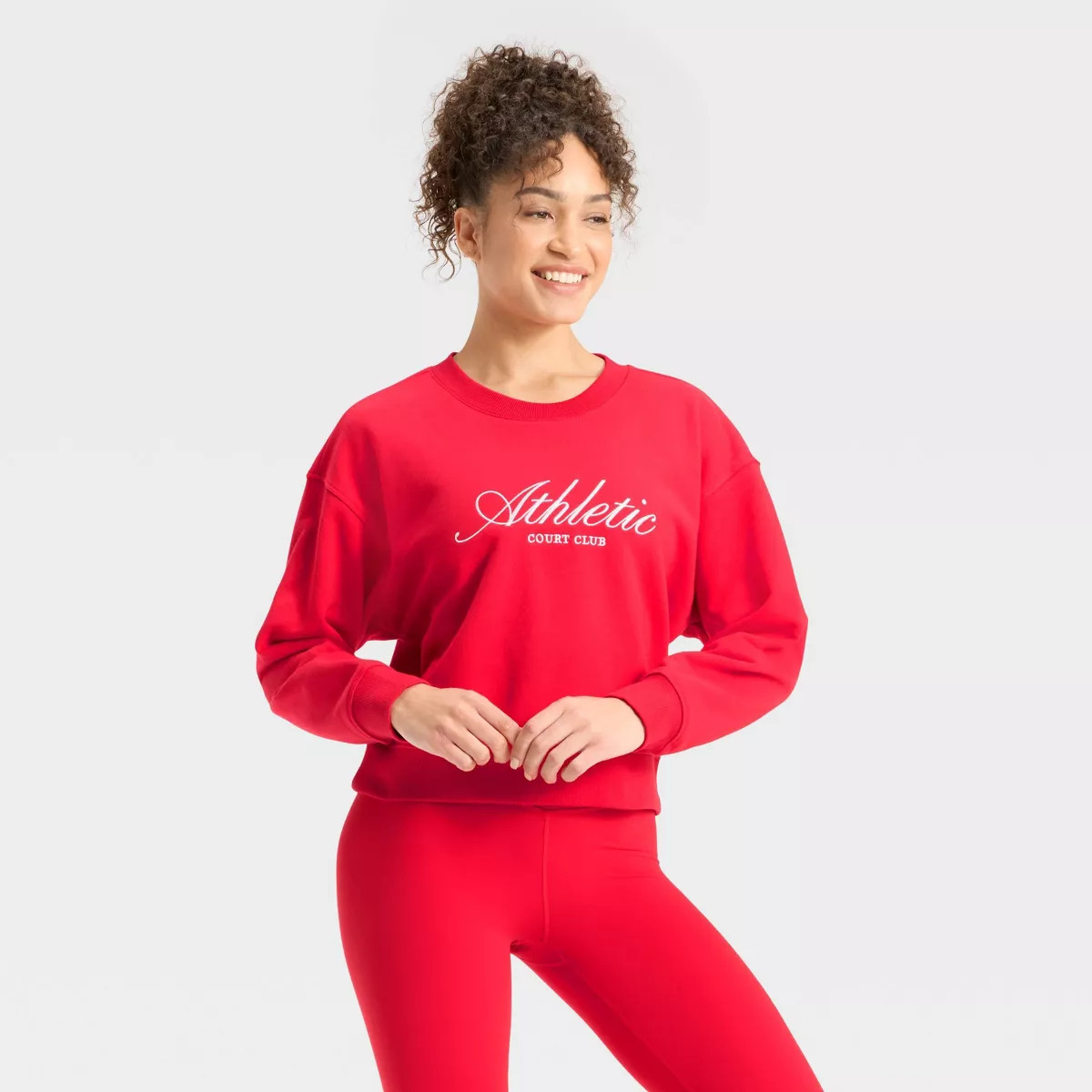 Women's French Terry Crewneck Sweatshirt - All In Motion Red S | Target