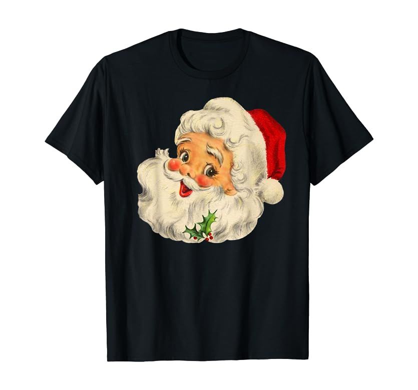 Cool Vintage Christmas Santa Claus Face T-Shirt | Amazon (US)
