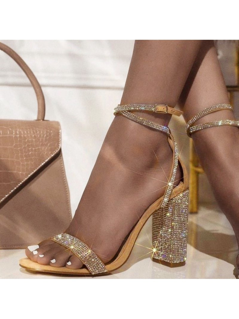 BRISEZZS Heeled Sandals for Women- Crystal Square Heels New Style Thick Heels Casual Summer Sanda... | Walmart (US)