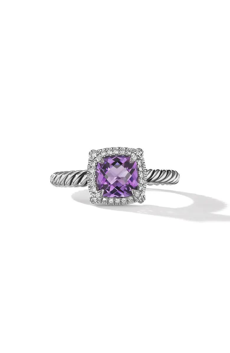 Petite Chatelaine® Pavé Bezel Ring with Semiprecious Stone and Diamonds | Nordstrom