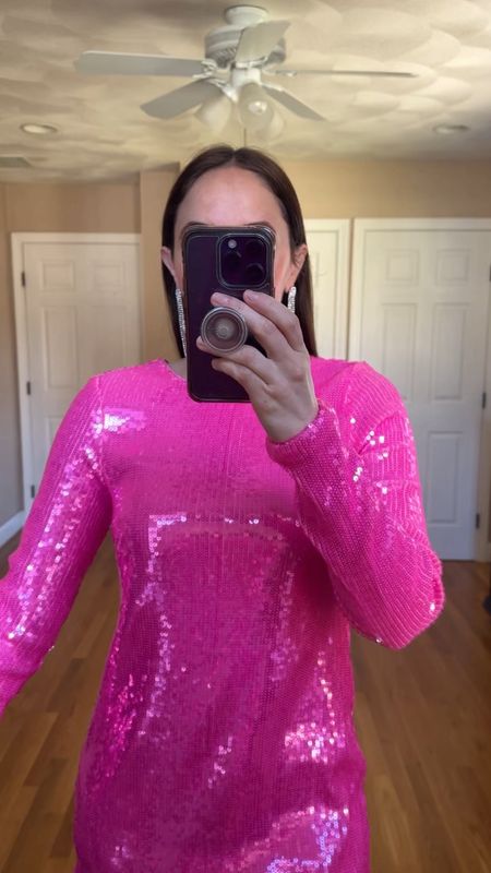 The most perfect pink sequin dress! Wearing an XS. But also could have gotten a small 