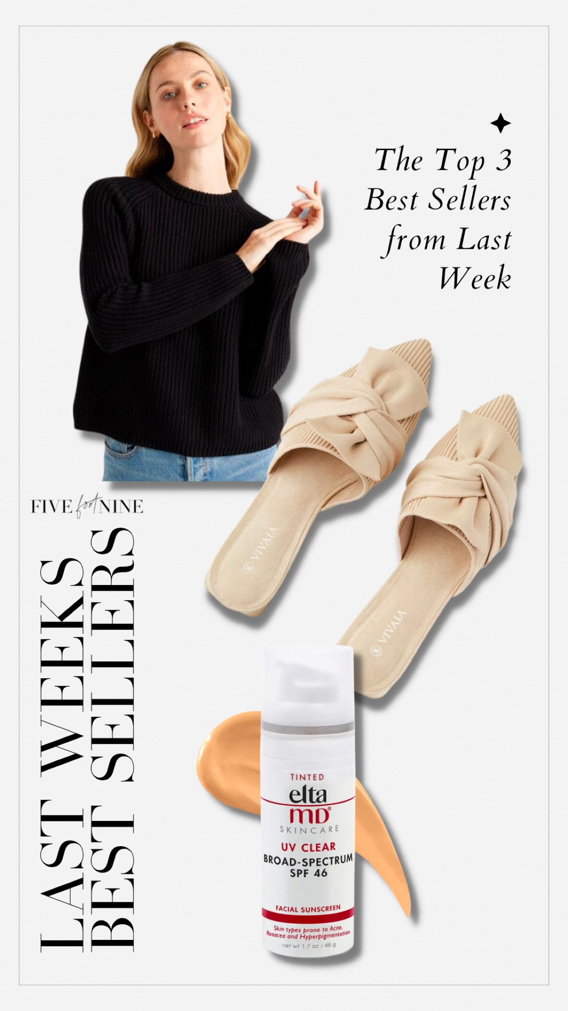 Cotton crewneck sweater, knotted mules (code ELLEN), tinted face sunscreen 

#LTKshoecrush #LTKunder100