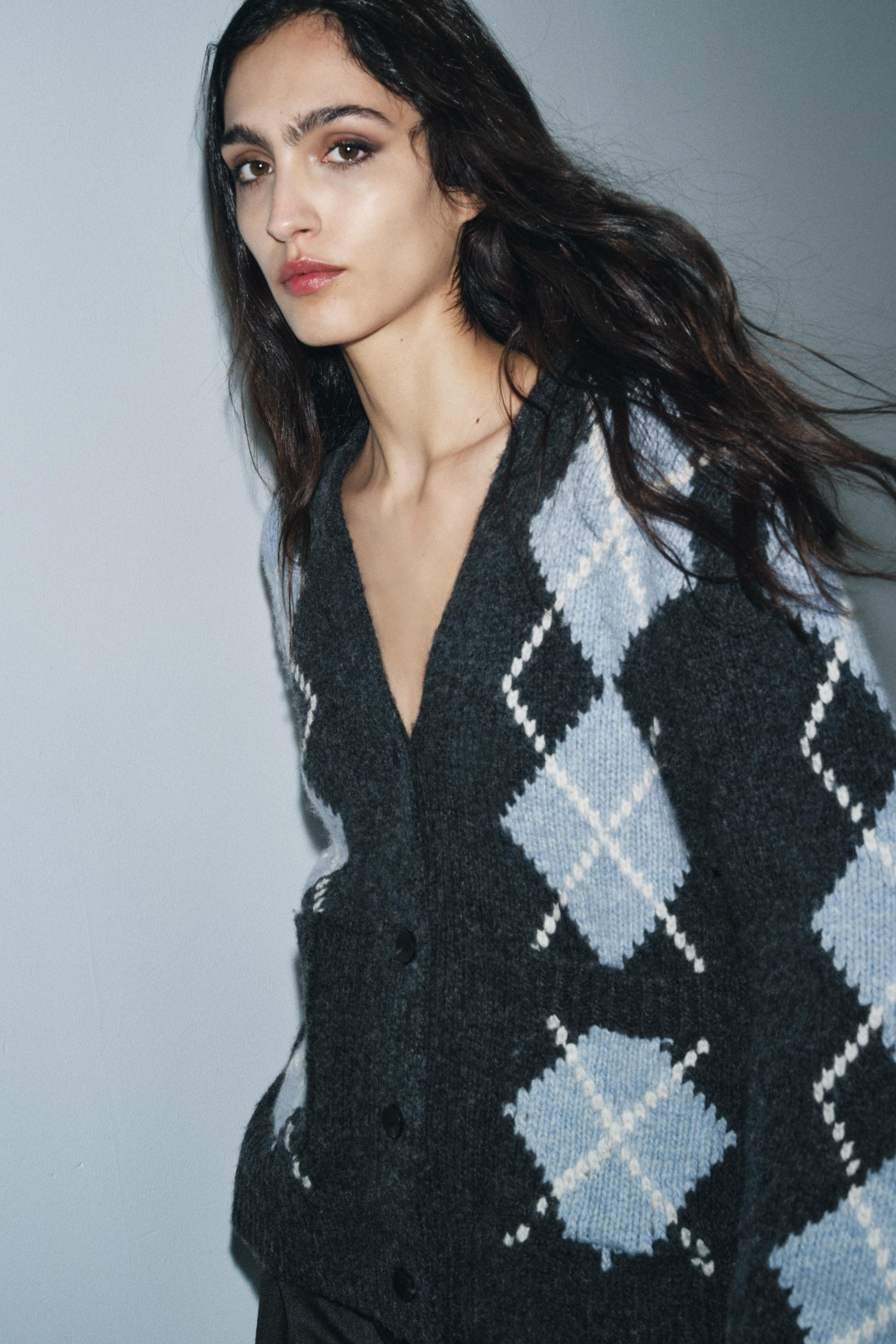 100% WOOL ARGYLE CARDIGAN | Zara UK