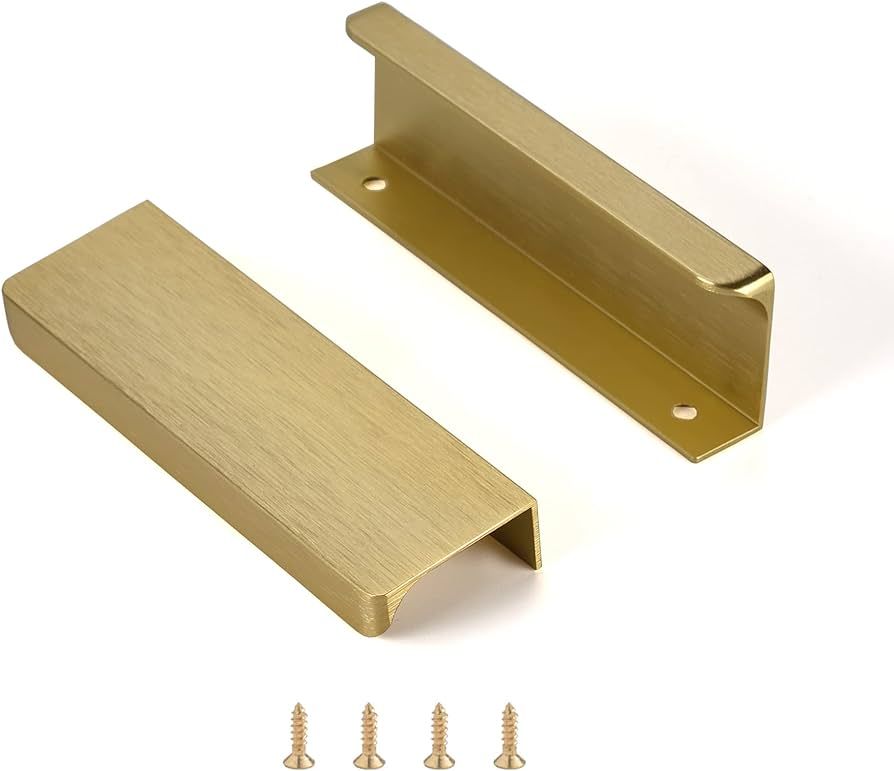 Pack of 2 Edge Finger Pull for Cabinets Kitchen Concealed Aluminum Hidden Bar Pulls Drawer Pulls ... | Amazon (US)