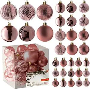 Prextex Rose Gold Christmas Ball Ornaments for Christmas Decorations - 36 Pieces Xmas Tree Shatte... | Amazon (US)