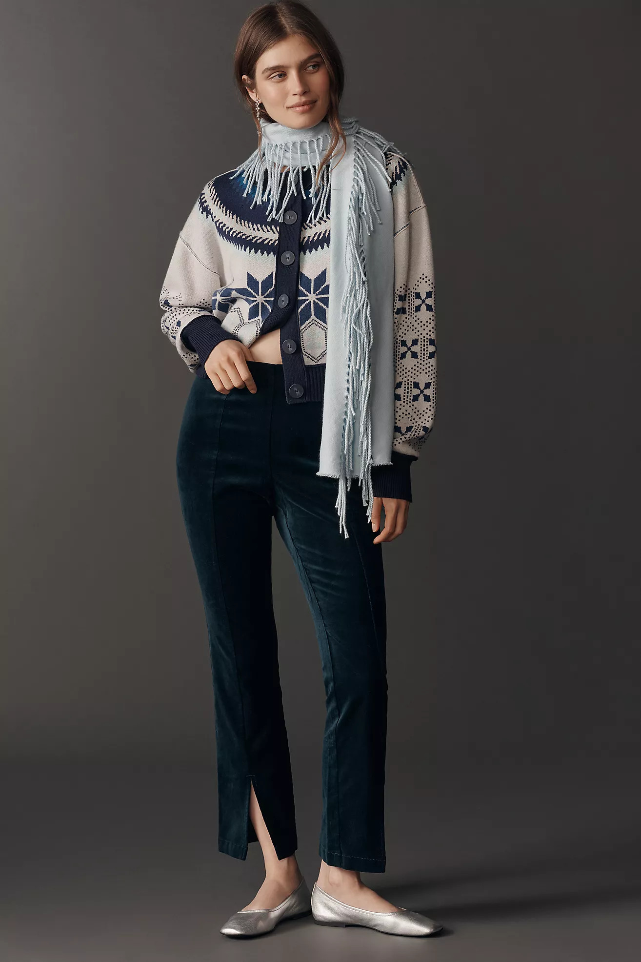 Maeve High-Rise Split-Front Velvet Skinny Pants | Anthropologie (US)