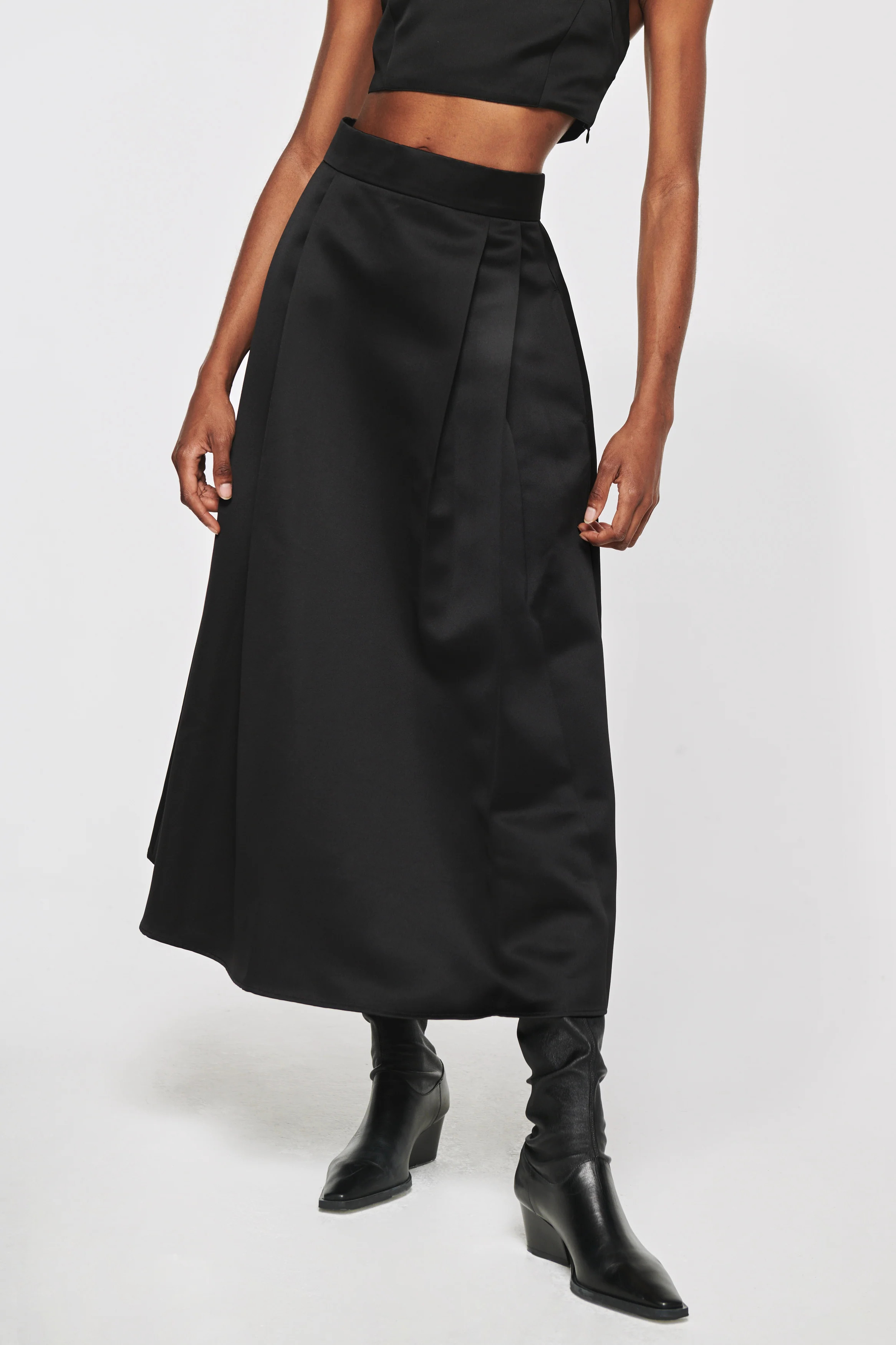 Lux | Satin Full Midi Skirt in Black | ALIGNE | ALIGNE UK & EU